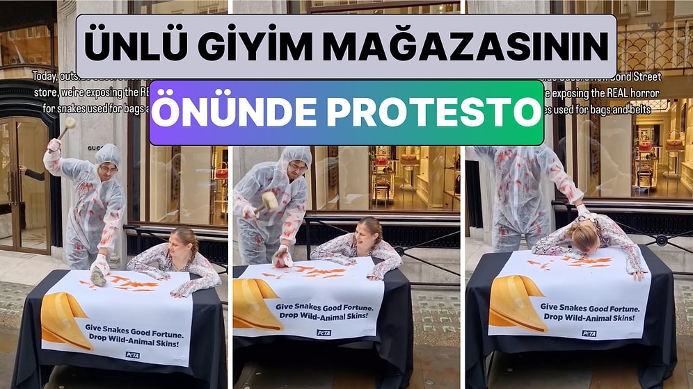 Yılan Kostümlü Kadını Hırpaladı: Aktivistler Ünlü Giyim Mağazasının Önünde Protesto Gerçekleştirdi