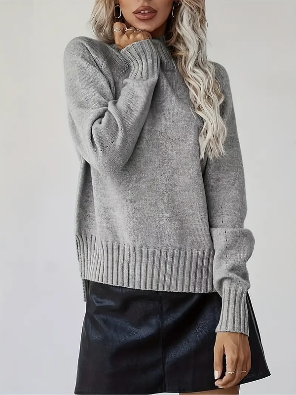 1pc Şık Kadınlar Crew Boyun Knit Sweater