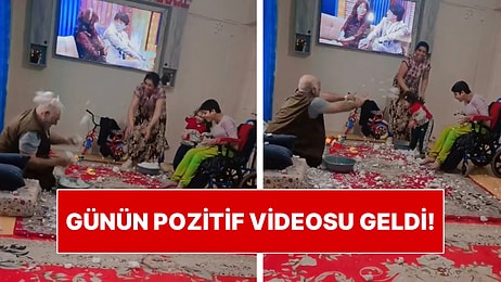 Engelli Çocukları da Karın Mutluluğunu Yaşasın İsteyen Aile Dışarıdan Kar Toplayarak Evde Oynadı