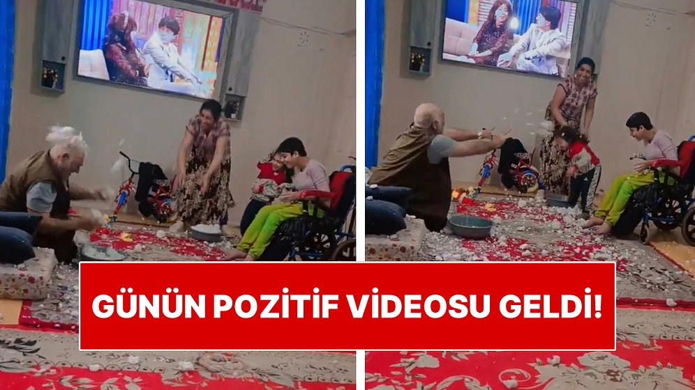 Engelli Çocukları da Karın Mutluluğunu Yaşasın İsteyen Aile Dışarıdan Kar Toplayarak Evde Oynadı