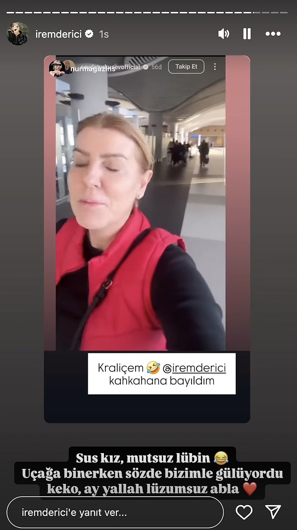 Türküsev’in eleştirileri İrem Derici’nin kulağına gitmekte gecikmedi ve Derici, her zamanki mizahi üslubuyla karşılık verdi.