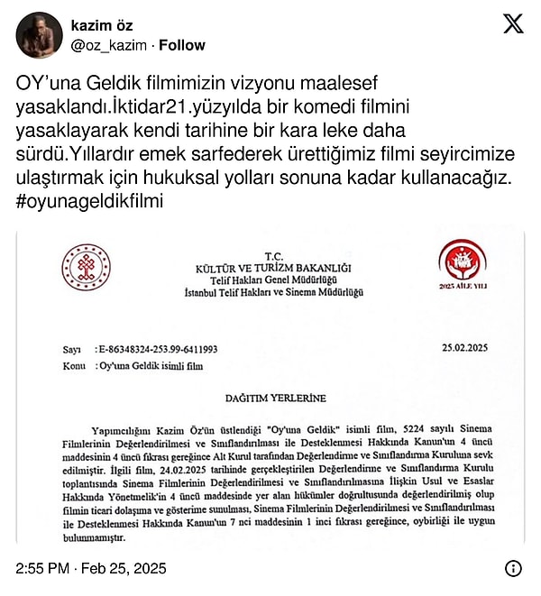 Kararın ardından Kazım Öz, hukuksal yollara başvuracaklarını belirten bir açıklama yaptı.