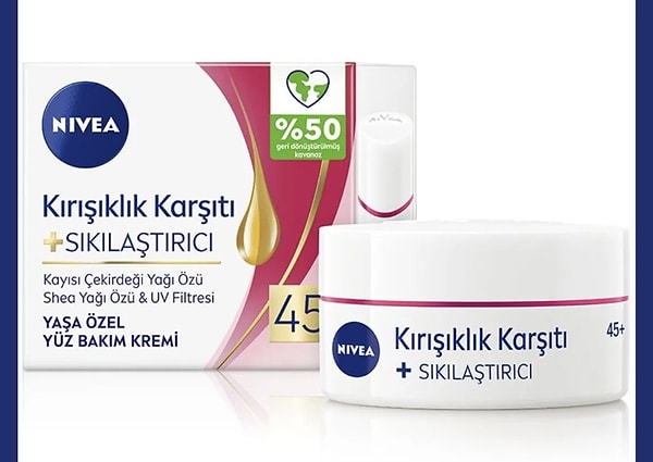 12. NIVEA Yaşa Özel Kırışıklık Karşıtı Yüz Bakım Kremi 50ml, Sıkılaştırıcı, Kaz Ayağı Kırışıklığı Giderici