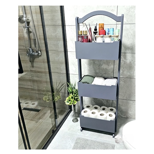 12. Tekir Store - 3 Raflı Ahşap Banyo Düzenleyici (Beyaz)