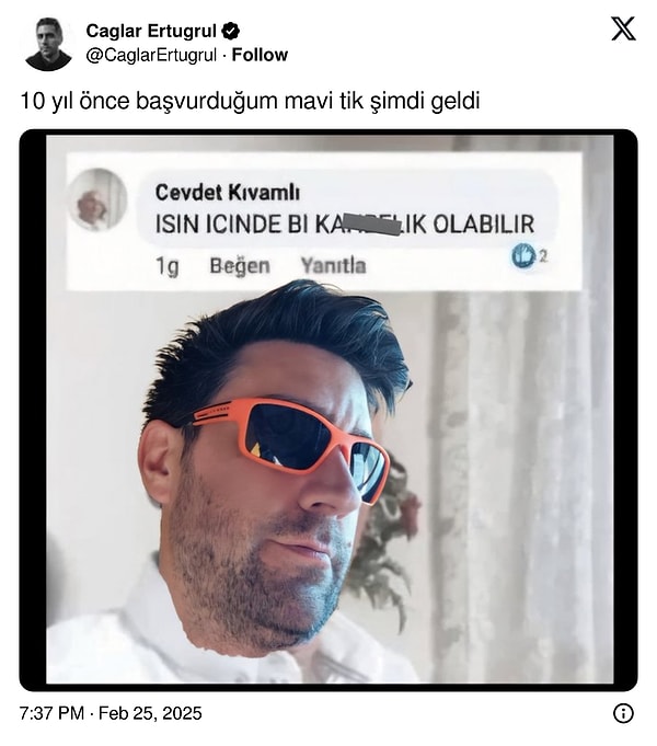 Çağlar Ertuğrul sonunda mavi tikine ulaşmış.