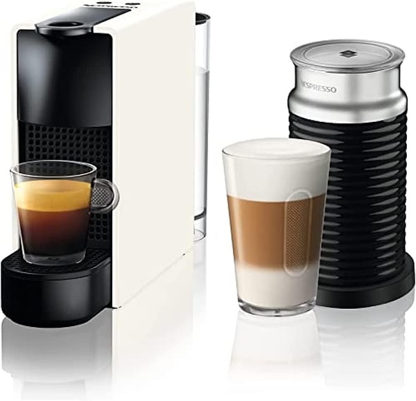 Nespresso C35 Essenza Mini Beyaz Kahve Makinesi ve Süt Köpürtücü