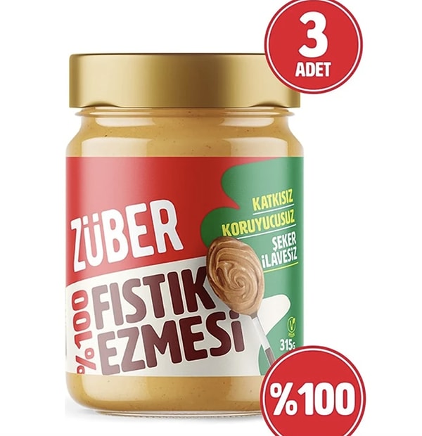 7. Züber %100 Fıstık Ezmesi 315 gr x 3 Adet