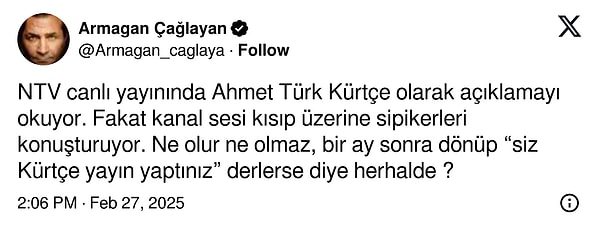 Armağan Çağlayan her şeyin her an değişebileceğini ima etti.