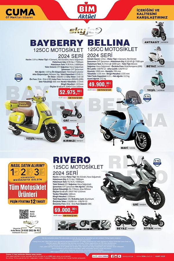 Rivero 125 cc Motosiklet 69.000 TL