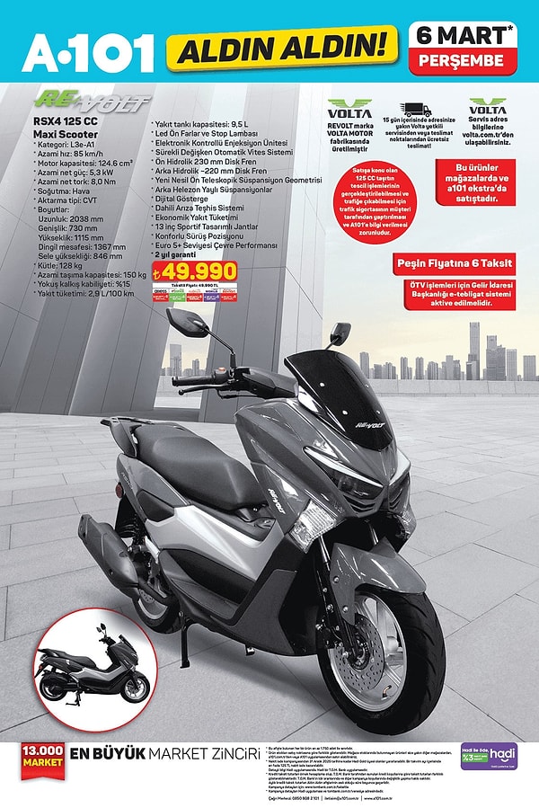 Revolt RSX4 125 CC Maxi Scooter 49.990 TL