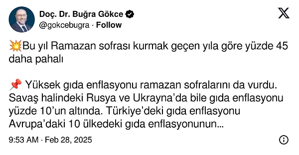 İPA Başkanı Doç. Dr. Buğra Gökce: "Bu yıl Ramazan Sofraları küçülecek, halkımız Ramazan Ayı’nı ne yazık ki buruk yaşayacak."