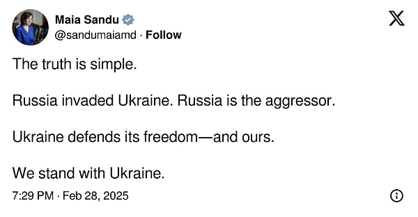 Moldova: "Ukrayna'nın yanındayız."