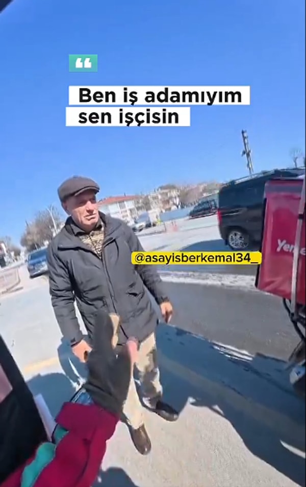 Ancak motokuryeler, "Biz de iş adamıyız, biz neyiz?" diyerek yanıt verdi. Diyalog, kask kamerasına saniye saniye yansıdı ve kısa sürede sosyal medyada yayılınca büyük tepki çekti.