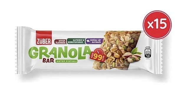 7. Züber Antep Fıstıklı Granola Bar 25 G x 15