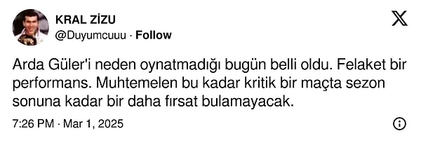 "Felaket bir performans"