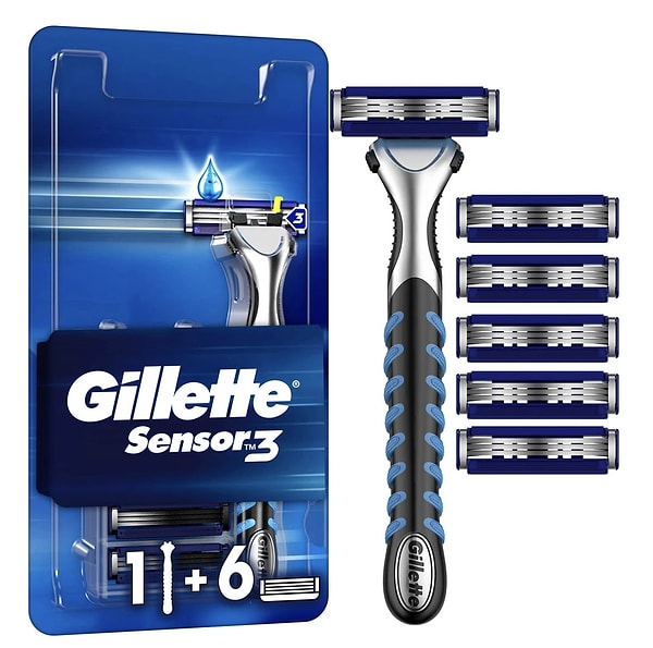 9. Gillette - Sensor3 Tıraş Makinesi + 6 Yedek Tıraş Bıçağı