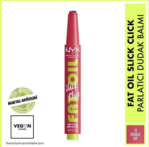 7. NYX Professional Makeup Fat Oil Slick Click Parlatıcı Dudak Balmı - 10 Double Tap