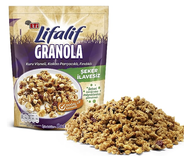 Eti Lifalif Granola Kuru Vişneli, Kakao Parçacıklı, Fındıklı 200 g