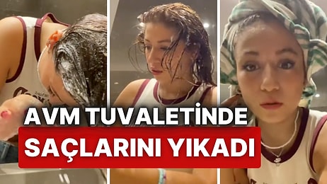 AVM’de Sıcaklayan Genç Kız, Çözümü Tuvalette Saçlarını Yıkamakta Buldu!