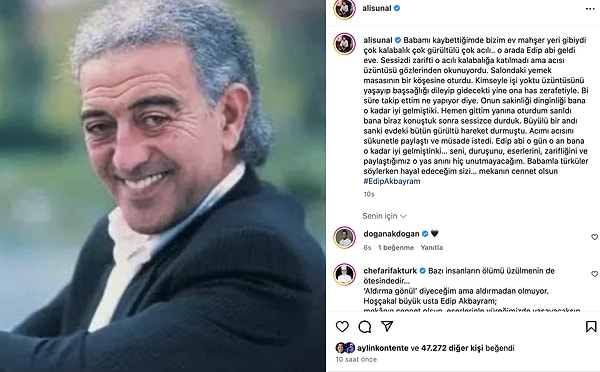 Ali Sunal, paylaşımında babası Kemal Sunal’ın vefat ettiği günü anlatırken o an evlerinin mahşer yeri gibi olduğunu söyledi.