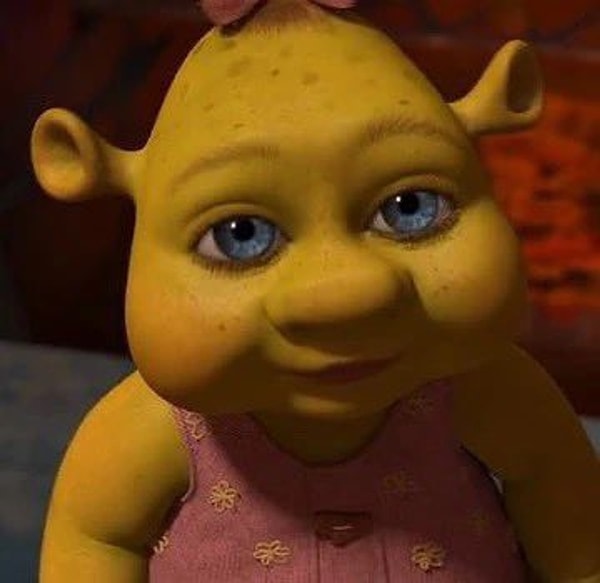 You may remember Shrek's adorable little baby with blue eyes.