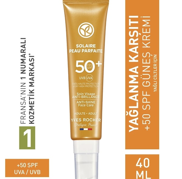 Yves Rocher SPF 50+ Yüksek Korumalı Yağlanma ve Leke Karşıtı Yüz Güneş Kremi