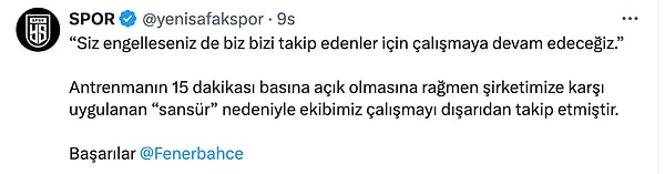 Yeni Şafak, sosyal medya hesabından yaptığı paylaşımda Fenerbahçe’yi etiketleyerek açıklama yaptı.