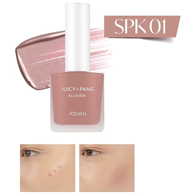 9. MISSHA Meyve Kokulu, Nemlendirici, Sedefli, Kalıcı Sıvı Allık Juicy-Pang Water Blusher Shimmer (SPK01)