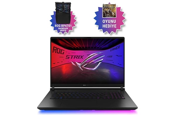 Asus ROG Strix SCAR 18 G835LW-SA127 Intel Core Ultra 9 275HX 64GB 2TB SSD RTX5080 Freedos 18" WQXGA Taşınabilir Bilgisayar