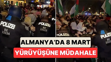 Almanya'da Polis 8 Mart Yürüyüşüne Filistin Yanlısı Sloganları Gerekçe Göstererek Müdahale Etti