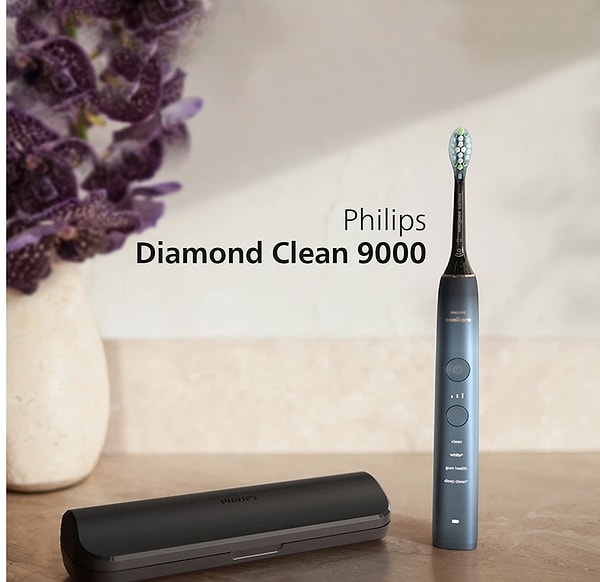 9. Philips Sonicare Diamond Clean 9000 Şarjlı Diş Fırçası,Seyahat Kabı,Sonicare App - Siyah HX9911/88