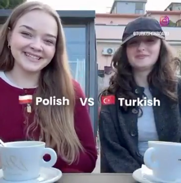 Videoda bir Türk ve bir Polonyalı, iki dilde de kullanılan bazı kelimeleri sırayla telaffuz etti.