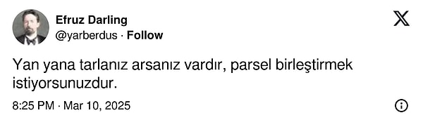 Parselleri birleştirmek isterseniz de evlenebilirsiniz tabii.