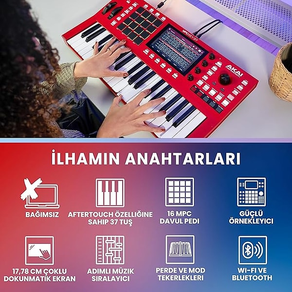 Akai Profesyonel MPC Anahtar 37 Bağımsız Üretim İş İstasyonu