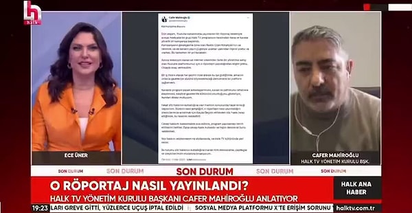 Cafer Mahiroğlu, Ece Üner'in yayınına da telefonla katıldı.