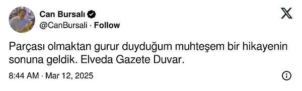 Gazeteci Can Bursalı'nın paylaşımı 👇