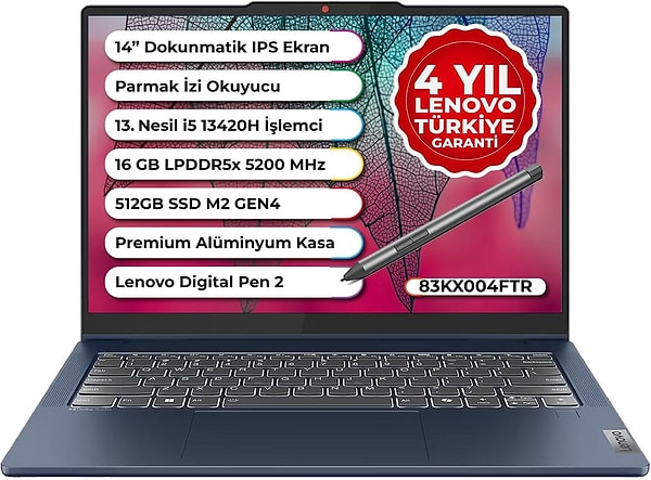 Lenovo IdeaPad 5 14IRH9 i5-13420H 16 GB 512 GB SSD UHD Graphics 14' WUXGA İkisi Bir Arada Notebook