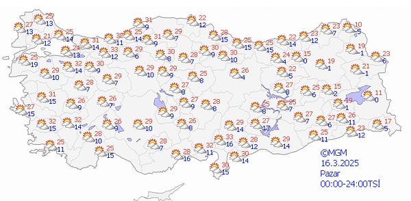 16 Mart 2025 Pazar hava nasıl olacak? 👇