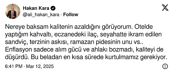 Ekonomist Prof. Dr. Hakan Kara, duygulara tercüman olan paylaşımda bulundu 👇