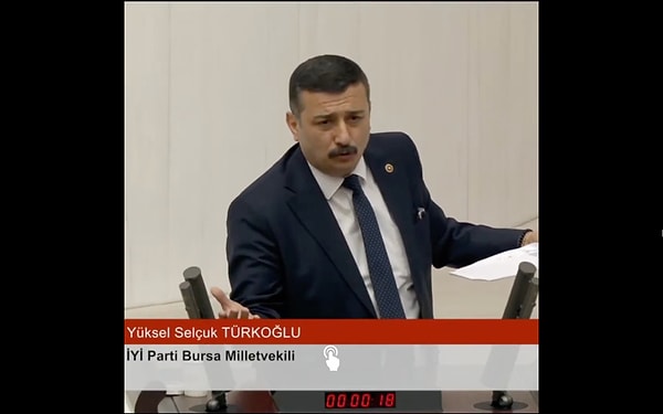 Yüksel Selçuk Türkoğlu, konuşması sırasında bir yudum su alınca diğer milletvekillerinden ses yükseldi.