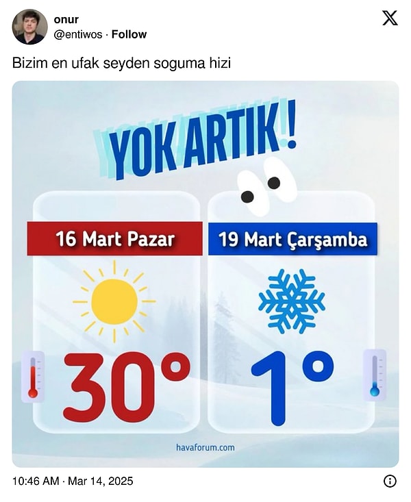 Havalar bi' değişik...