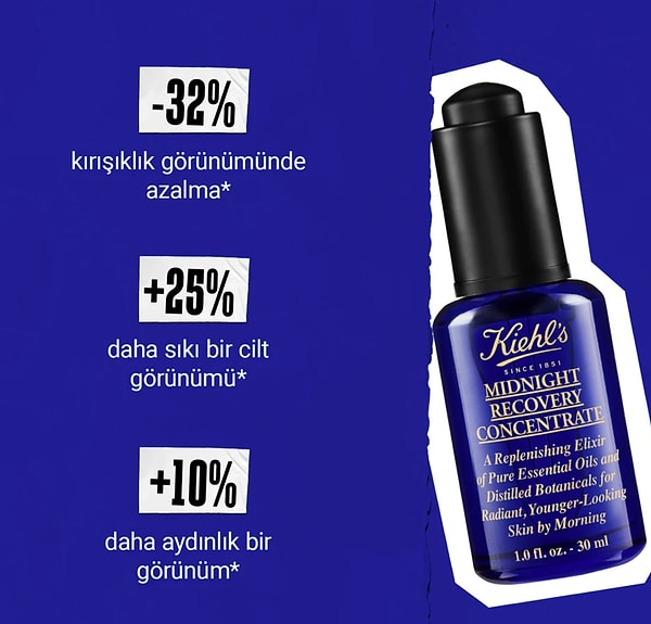 Kiehl's Midnight Recovery Cildi Onaran ve Aydınlık Görünüm Veren Gece Serumu