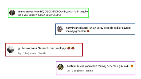 Ömür Gedik'in makyajına kullanıcılardan gelen yorumlar ise bu şekildeydi👇