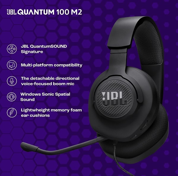 3. JBL Quantum 100M2 - Kablolu Gaming Kulaklık (Siyah)