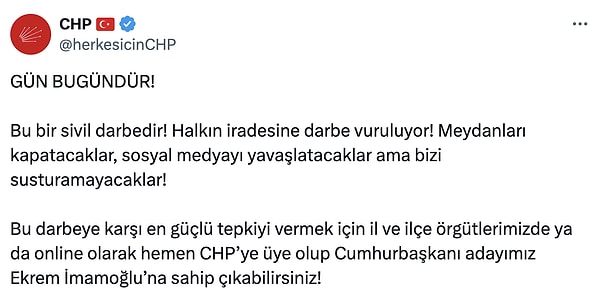 CHP çağrıda bulundu.