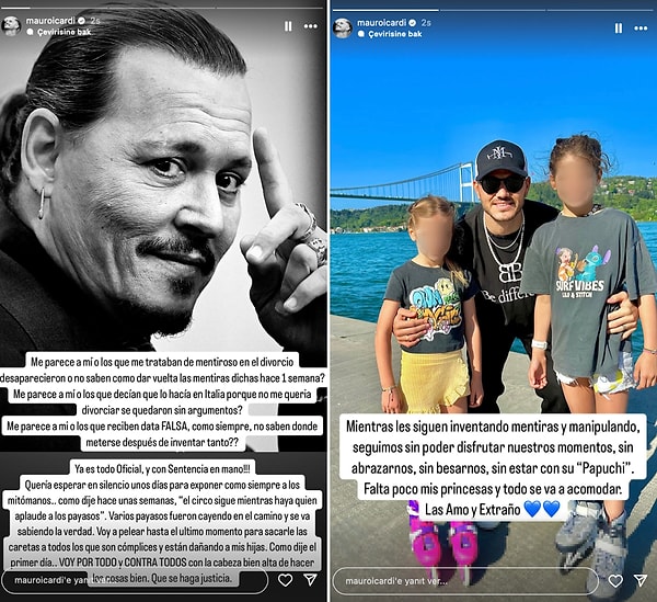 Yaşananlardan yaka silken Icardi, geçtiğimiz saatlerde önce Johny Depp davası göndermeli, sonra da kızlarına seslendiği paylaşımlarda bulundu.