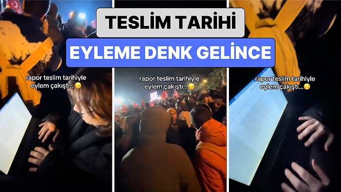 Ekrem İmamoğlu'na Destek İçin Saraçhane'ye Giden Bir Öğrenci Bir Yandan Raporunu Yetiştirmeye Çalıştı