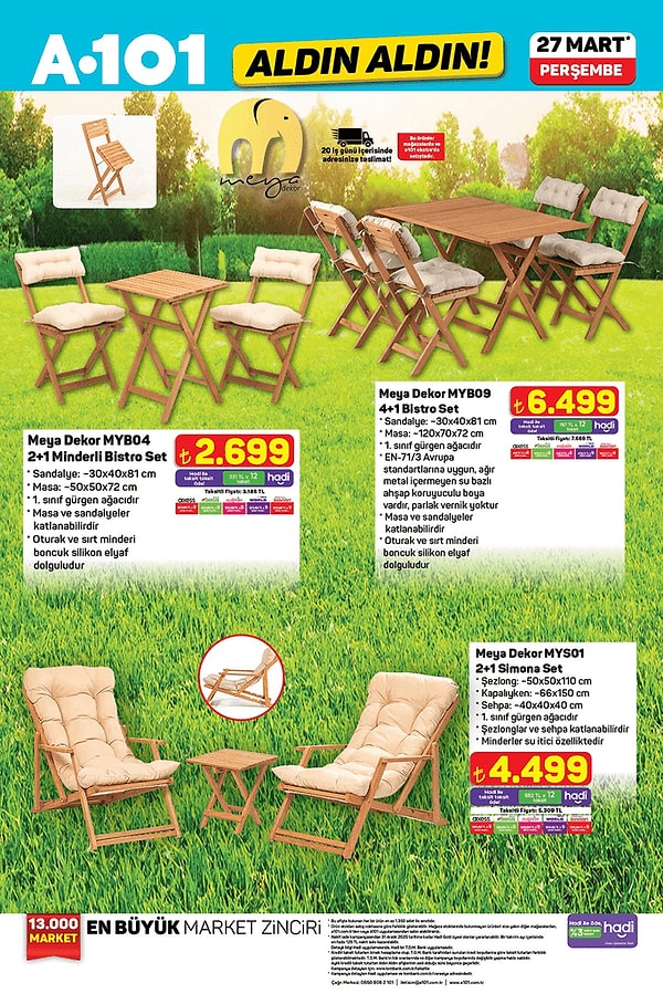 Meya Dekor 2+1 Minderli Bistro Set 2.699 TL