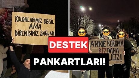 Ekrem İmamoğlu'nun Gözaltına Alınmasına Tepki Gösteren Vatandaşların Açtığı Pankartlar