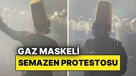 Saraçhane'den İlginç Görüntüler Gelmeye Devam Ediyor: Polis Barikatı Önünde Gaz Maskeli 'Semazen' Protestosu